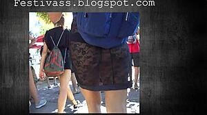 Skrytá kamera zachytila dívku v kalhotkách a sukni na divoké párty