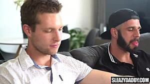First-time gay experience for stepdad and son in taboo family video