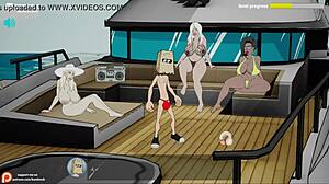卡通乱交派对,豪华游艇上有交和巨大的阴茎