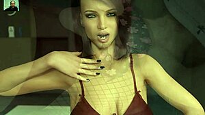性欲高涨的男人在3D色情游戏中手淫并射精在莎拉的内裤上