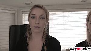 Zierliche Teenagerin wird in einem POV-Video von einer geilen Milf bestraft