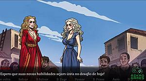 Jogo de Putas: Dany, Sansa e Cersei se divertem com sexo ao ar livre com dildos