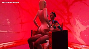 3D-animatie van een stripper erotische ontmoeting met een klant en haar partner
