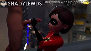 Helen Parr animée donne une branlette sur le toit en 3D